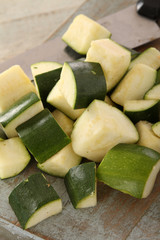 preparing fresh courgettes