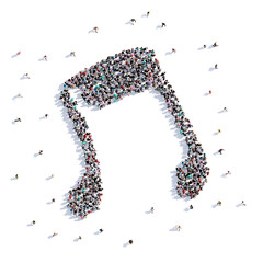 A lot of people form note, children's drawing . 3d rendering.