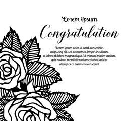 Fototapeta na wymiar Congratulation card floral hand draw vector illustration