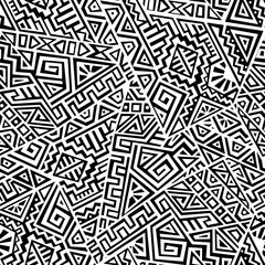 Creative Ethnic Style Square Seamless Pattern. Unique geometric vector swatch. Perfect for screen background, site backdrop, wrapping paper, wallpaper, textile and surface design. Trendy boho tile.