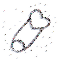 A lot of people form pin , hand drawing . 3d rendering.