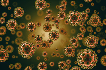 Virus cell on scientific background