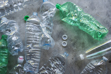 Plastic bottles still life texture