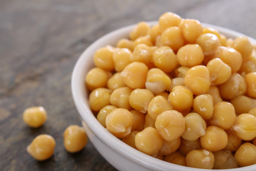 drained canned chickpeas in white dish