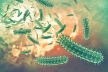 Bacteria on scientific background