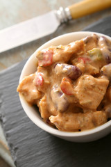 sandwich filling in dish