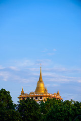 Naklejka premium The Golden Mount at Wat Saket, Travel Landmark of Bangkok THAILAND