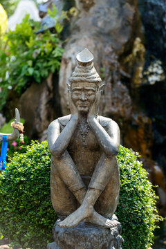 Thai Yoga massage Statue at Wat Pho or Wat Phra Chetuphon Vimolmangklararm Rajwaramahaviharn is one of Bangkok's oldest temples, THAILLAND
