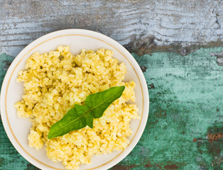 Cooked Bulgur Rice with Quinoa in Plate Ready to Eat. / Bulghur for Pilav or Pilaf