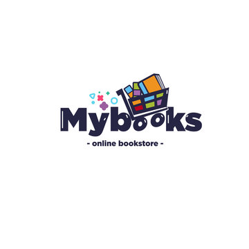 My book logo. book online store logo template. book carts. book shoping typographic or logotype - vector