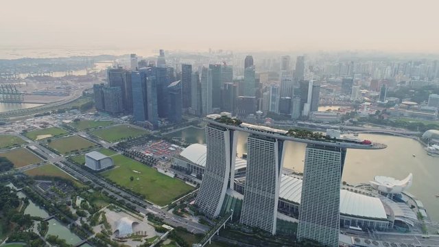Fly over singapore landmark 4k video