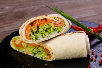 Salmon roll tortilla