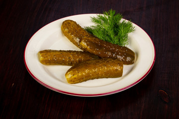 Pickled cucumbers with dill