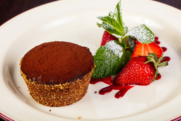 Brownie cake with strawberry