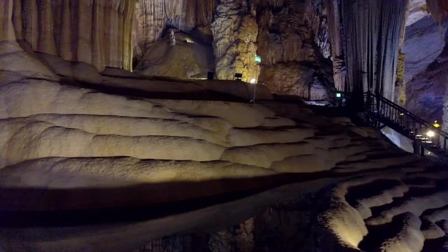 bizarre stone fibers with wave shape in Paradise Cave