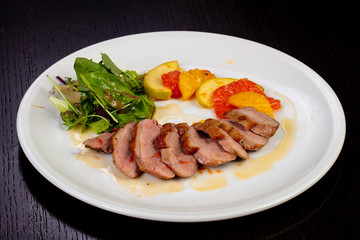 Tasty fried duck breast