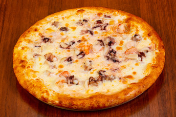 Pizza with seafood