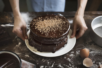 Chocolate cake food photography recipe idea