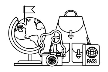 travel vacations set icons vector illustration design