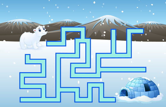 Game polar bears maze find their way to the iglo