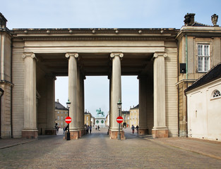 Colonnade of Amalienborg in Copenhagen. Denmark