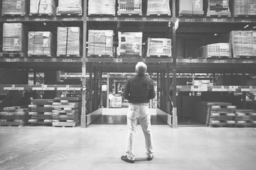 Caucasian man checking stock inventory