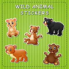 Naklejka premium Illustration of cute cartoon bears on stikers
