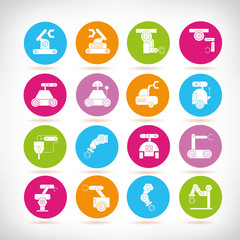 robotic arm icons, industry robots
