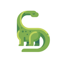 Green diplodocus flat icon. Long necked herbivorous dinosaur character illustration. © Ivan Dubovik