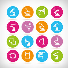 robotic arm icons, industry robots