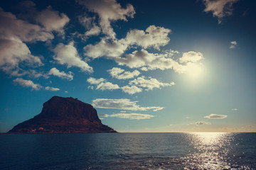 View of Monemvasia island in Greece