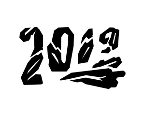 Grunge angular number 2019. Vector illustration