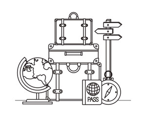 travel vacations set icons vector illustration design