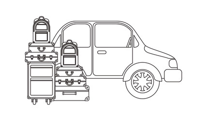 car with suitcases bags pile vector illustration design