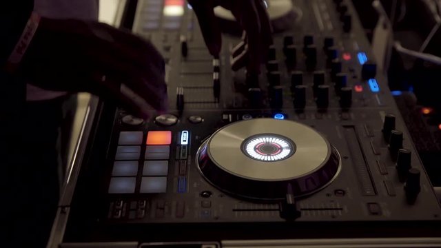 DJ using a turn table