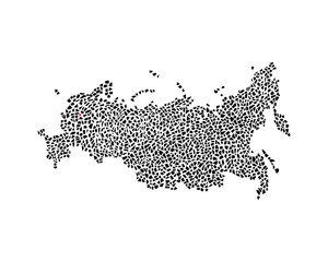 Russia map with marked capital, polygonal pattern