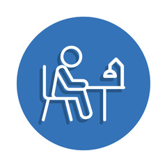 man at the table icon. Element of education for mobile concept and web apps icon. Thin line icon with shadow in badge for website design and development, app development