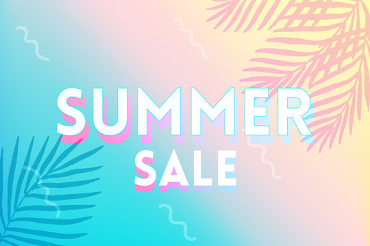 Hot Summer Sale banner. Trendy texture. Season vocation, weekend, holiday logo. Summer Time Wallpaper. Happy shiny Day. Modern vector Lettering.
