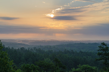 Fototapeta na wymiar Sunrise over a valley in northeast Alabama, USA