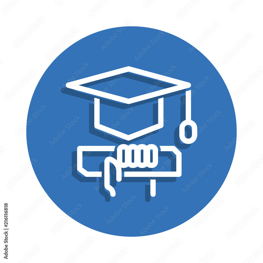 Poster graduation cap and diploma icon. element of education for mobile concept and web apps icon. thin lin