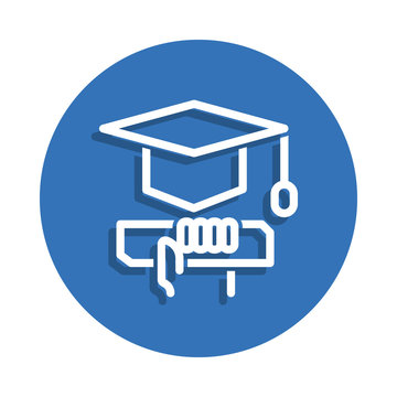 recommend clip art: graduation cap and diploma icon. Element of education for mobile concept and web apps icon. Thin line icon with shadow in badge for website design and development, app development