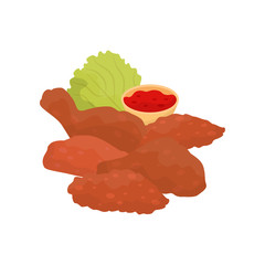Fried chicken, fast food dish vector Illustration on a white background