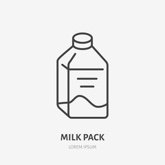 Milk bottle flat logo, kefir icon. Dairy product vector illustration. Sign for healthy food store.