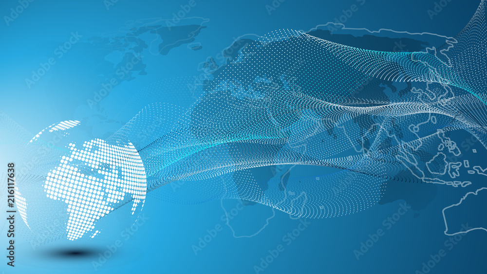 Aufkleber futuristic bright global technology, networking and cloud computing design concept with earth globe 