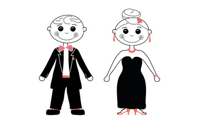 Cute Comic Couple elegant wedding style