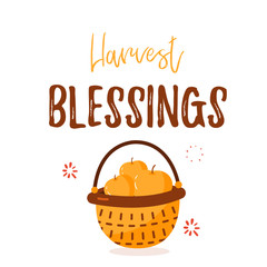 Harvest blessing Fall Festival poster with apples in basket. Farm market promotion