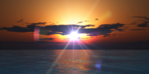 Naklejka premium sunset in sea clouds