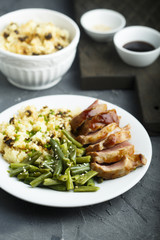 Veal fillet with green beans and couscous 