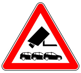 sd72 Schild-Dreieckig - german: Hinweis Zeichen - Achtung Videoüberwacht - vss67 VideoSurveillanceSign vss - Fahrzeuge / Autos - english: ATTENTION Video monitored - cars - triangle red xxl g6395