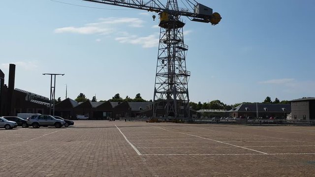 Footage of a crane in a harbor in Den Helder (the netherlands)